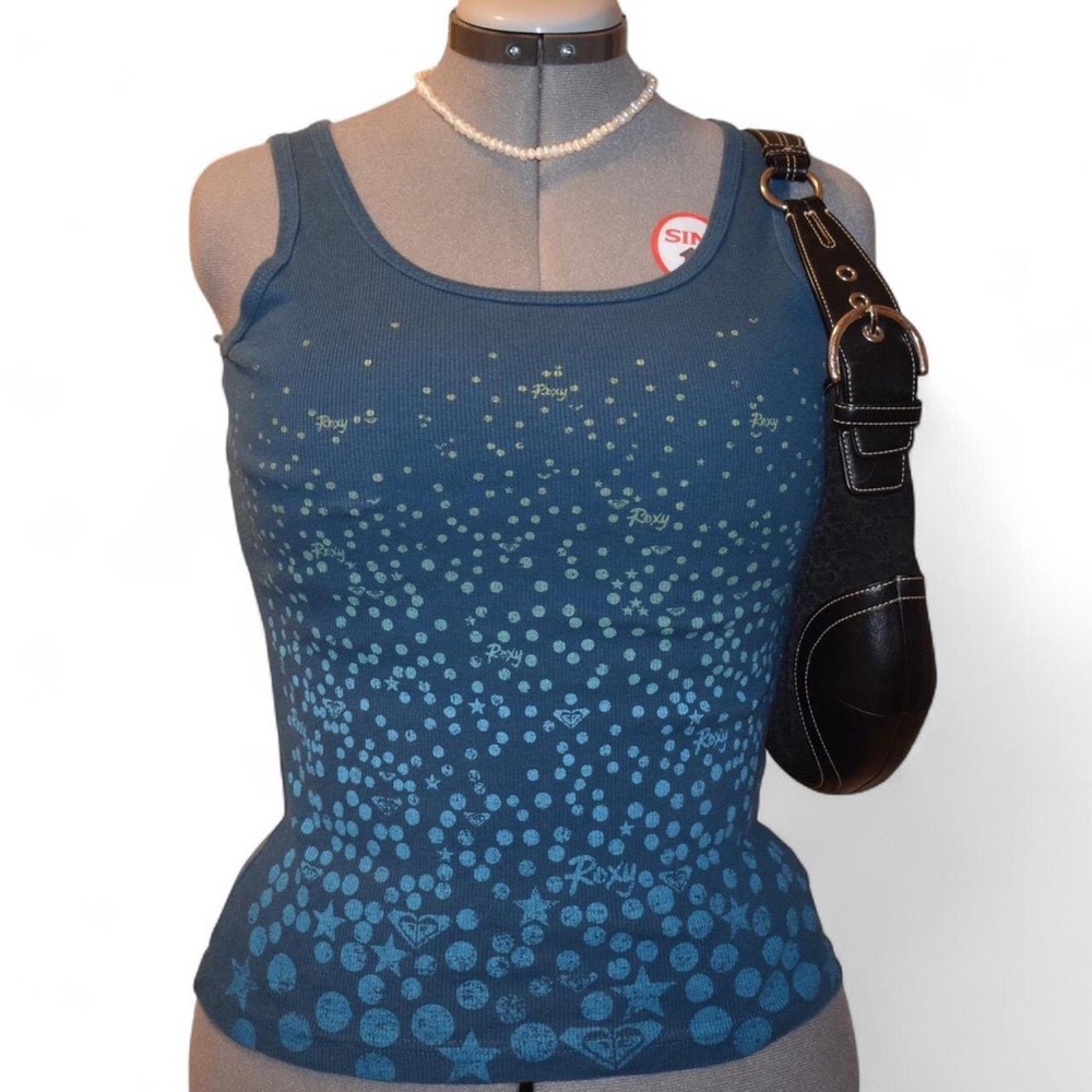 Vintage ROXY paradise teal patterned tank top